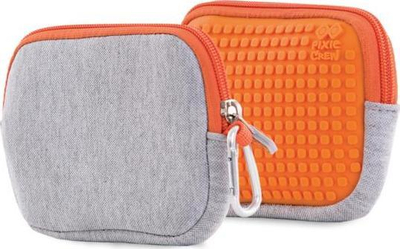 Çantë tualeti PIXIE CREW Zipper Pouch, neopren, panel silikoni, gri me panel portokalli