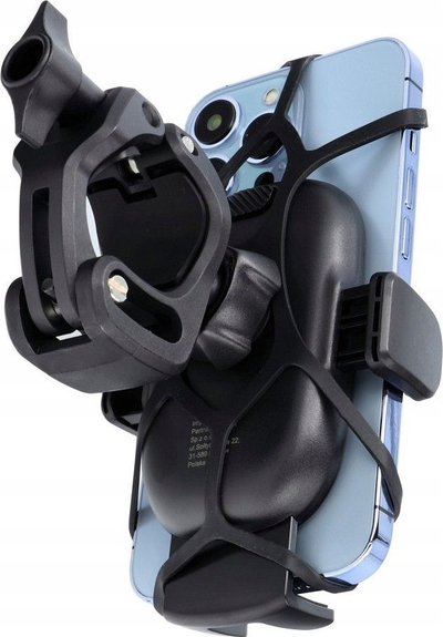 Mbajtëse telefoni Bicycle H6 MB01, për biçikletë edhe motor, rrotullim 360°, e zezë
