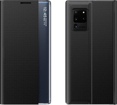 Këllëf flip New Sleep për Samsung Galaxy A73, me magnet, bëhet dhe si mbajtëse, i zi