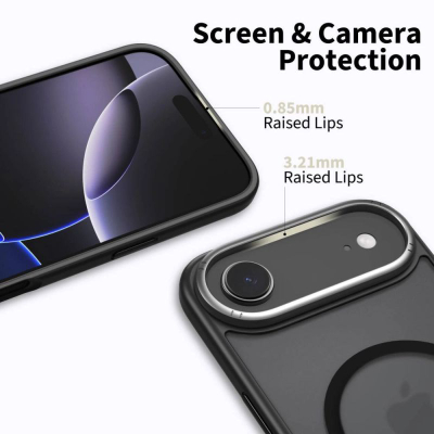 Mbulesë telefoni Tech-Protect MagEdge MagSafe për iPhone 17 Air 17 Pro, transparente, mat, e zezë