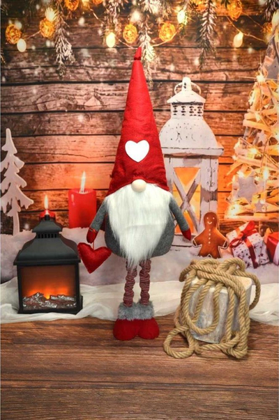 Figurë dekorative Krishtlindjesh Saska Garden Christmas, xhuxh teleskopik 90 128cm, kuqe e gri