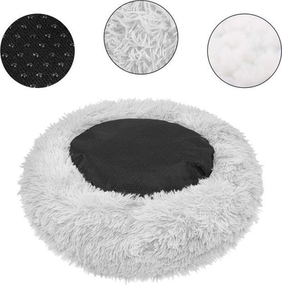 Shtrat për qen e mace Springos XL, 90 cm, pelush antirrëshqitës, gri