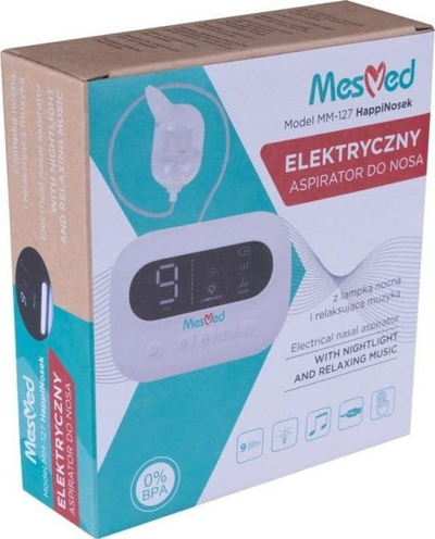 Aspirator nazal elektronik MesMed MM127 HappiNosek, thithje e rregullueshme, me melodi qetësuese, i bardhë