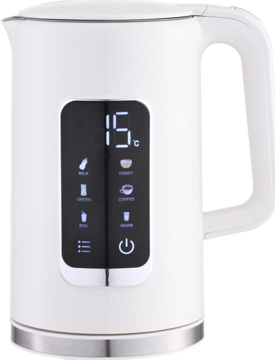 Ibrik elektrik Platinet, 1.7L, ekran LCD, 5 temperatura, i bardhë