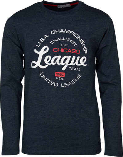 Bluzë me mëngë të gjata League Chicago, me print, blu e errët