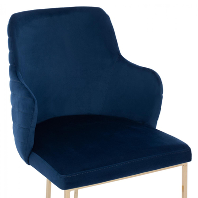 Kolltuk Solana velvet + këmbë ar 54×63×87 cm (HM9275.08), kaltër/ ari