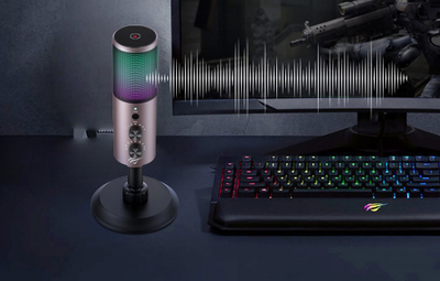 Mikrofon gaming Havit GK61 RGB, USB, për PC, gri