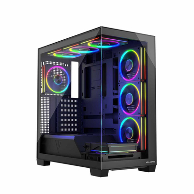 Kasa PC Modecom Stellar 8F ARGB 10, MIDI, me 8 ftohëse ARGB, e zezë
