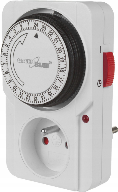 Timer mekanik GreenBlue GB360 E, 48 programe, 3680W, i bardhë