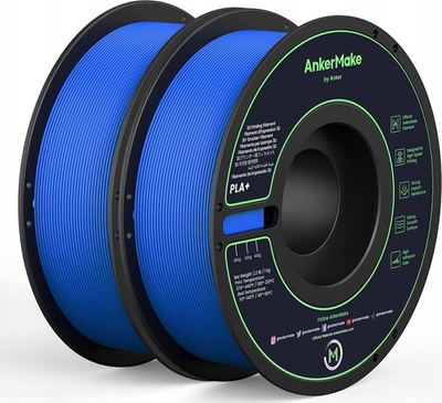 Filament 3D AnkerMake PLA+ Basic, set me 2 copa, 1 kg, blu