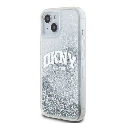 Mbulesë telefoni DKNY Liquid Glitter Arch Logo, për iPhone 15, plastike, transparente me shkëlqim