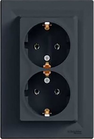 Prizë dyshe SCHUKO Schneider Electric ASFORA, 16A, IP20, antracit