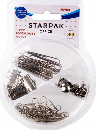 Set aksesorësh zyre Starpak Office Accessories, 100 copë, argjendtë