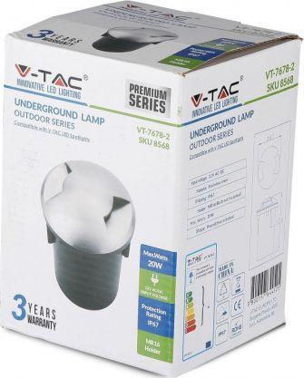 Spot nëntokë V-TAC MR16, 20W, 12V, çelik inox
