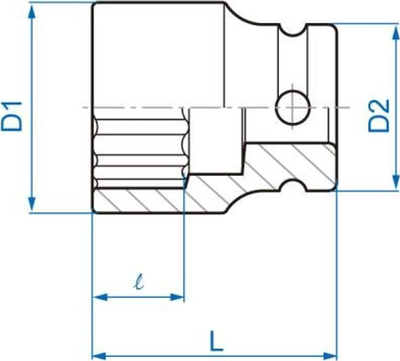 Çelës goditës metric 12 pika, 1/2", 36 mm, i zi