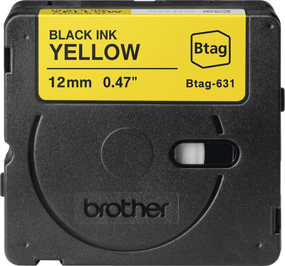 Rrip etiketime Brother BTAG-631, 12mm, tekst i zi në sfond të verdhë
