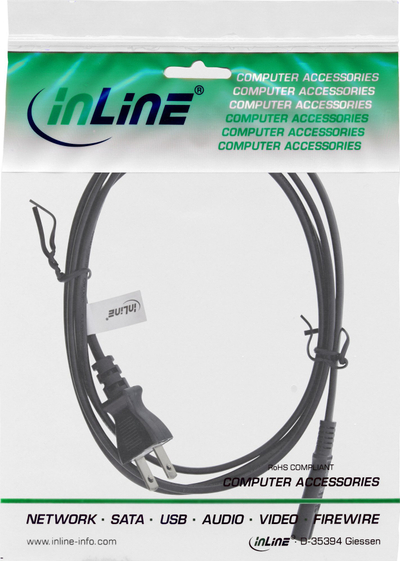 Kabllo rryme InLine Japan në Euro8 IEC C7, 1.8m, e zezë