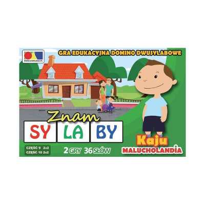 Lojë domino edukative Komlogo Kaju Znam Sylaby, pjesët 9 dhe 10, 2 lojëra, shumëngjyrëshe