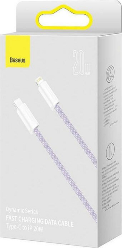 Kabllo karikimi Baseus BSU3060PRP USB C në Lightning, 2m, 20W, lejla