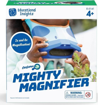 Lupë për kalamoj Educational Insights GeoSafari Jr Mighty Magnifier, zmadhim 2x 8x, me dritë LED, shumëngjyrëshe