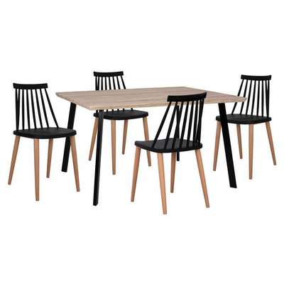 Set tavolina me karrige 5-pjesësh  HM11037 140×80×76 cm, zezë