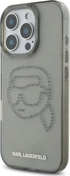 Maskë telefoni Karl Lagerfeld IML Rhinestones Karl Head për iPhone 16 Pro Max 6.9", e zezë