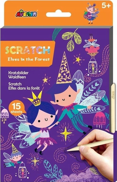 Libër kreativ scratch Avenir Elves in the Forest, 15 fletë, format A5, me ngjyra