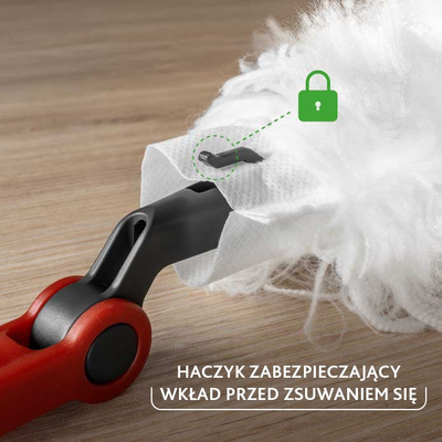 Fshesë pluhuri Vileda Duster, dorezë e gjatë teleskopike, Flex&Catch, e kuqe