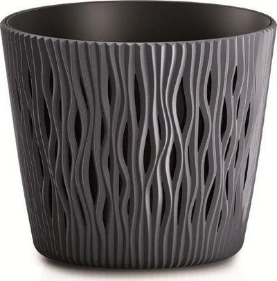 Vazo lulesh Kraftika Sand Flowerpot Round, 18.9 cm, antracit