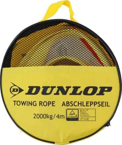 Litar tërheqës Dunlop, 4 m, 2000 kg, i verdhë