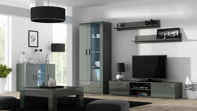 Kredencë Cama MEBLE SOHO S7, 120 cm, 3 dyer, gri me shkëlqim