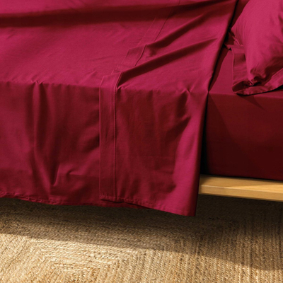 Çarçaf Douceur d'intérieur Classic Cotton, pambuk organik, 240x300 cm, bordo