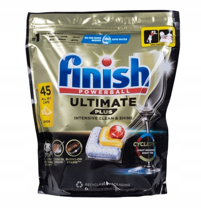Kapsula për enëlarëse Finish Powerball Ultimate Plus All in 1 Lemon, 45 copë, 549g