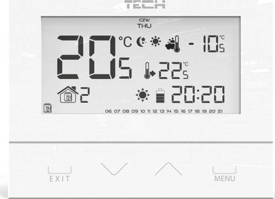 Termostat dhome Tech Controller ST-292V3, me kabllo, panel xhami 3 mm, i bardhë