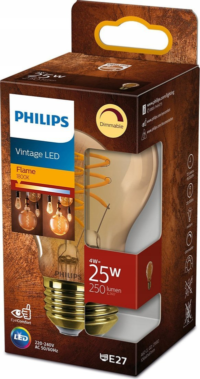 Llambë dekorative LED Philips Vintage Classic A60, 4W 250 lm, E27, dritë e ngrohtë