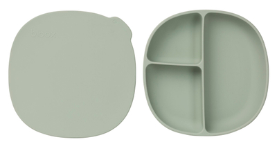 Pjatë silikoni për fëmijë b.box Silicone Plate Lid Blush, me ndarje, rozë blush