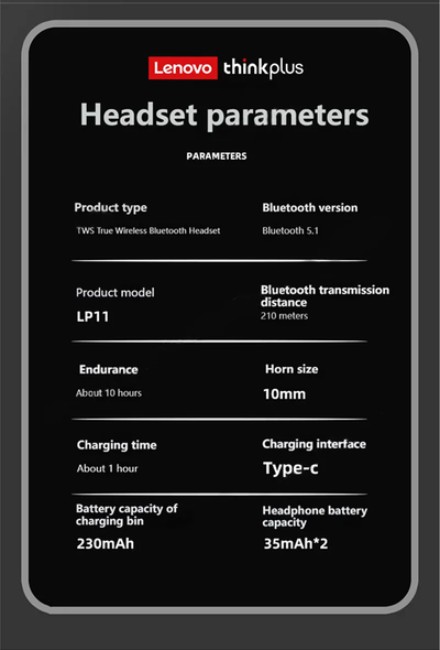 Dëgjuese Lenovo LP11, të zeza