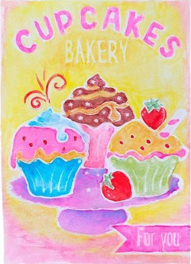 Set artistik Candiy Muffins Box, akuarela për kalamoj, shumëngjyrësh