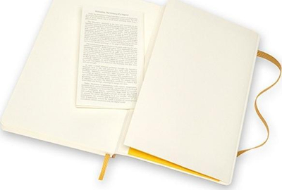Bllok shënimesh Moleskine Classic Leather, i madh 13 x 21 cm, faqe me vija, Amber Yellow