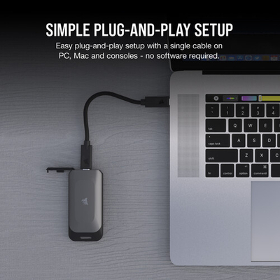 Disk i jashtëm SSD CORSAIR EX100U, 1TB, USB C, gunmetal