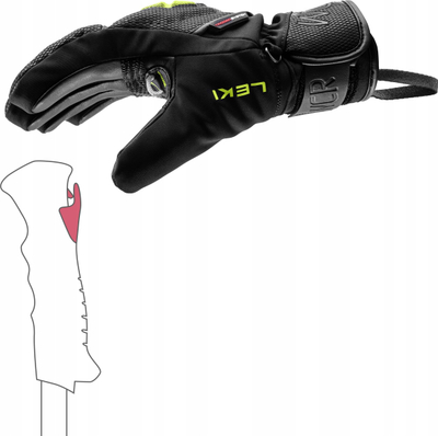 Doreza skijimi për fëmijë LEKI WCR C Tech 3D Junior, madhësia 7, të zeza