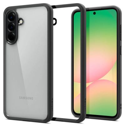 Заштитна маска за телефон Spigen Ultra Hybrid, Samsung Galaxy A56 5G, проѕирна, со мат црна рамка
