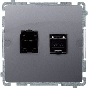 Prizë kompjuterike Simon Basic BM62.01/43, 2xRJ45 Cat.6, silver matt