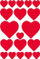 Sticker dekorativ Hearts 3827, letër, 10 copë, të kuqe