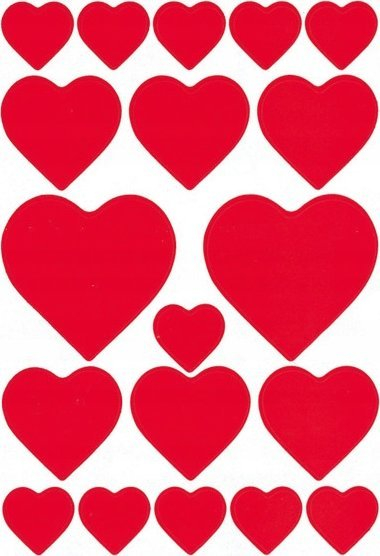Sticker dekorativ Hearts 3827, letër, 10 copë, të kuqe