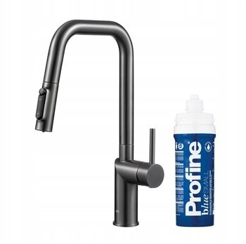 Rubinet kuzhine DUERO Pure Style, me filtër uji, me grykë që tërhiqet, gri e errët
