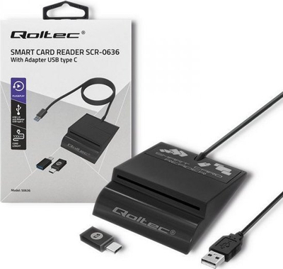 Lexues kartelash Qoltec SCR-0636, Chip ID, USB Type C, i zi