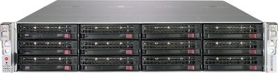 Shasi serveri Supermicro CSE-826BE1C4-R1K23LPB, 2U rackmount, 12 x 3.5" SAS SATA hot swap, ngjyrë argjendtë