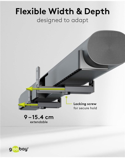 Mbajtëse murale universale Goobay për soundbar, e rregullueshme, montim në mur, e zezë