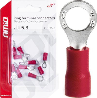 Konektorë unazorë RV 1.25-5, diametër syri 5.3mm, set me 10 copë